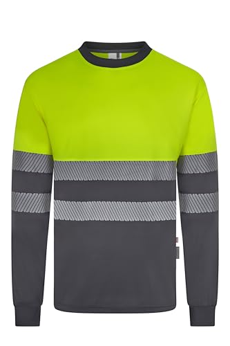VELILLA 305635; T-Shirt, recyceltes Polyester, zweifarbig, langärmelig, Segmentband, Grau und Neongelb, Größe XL, Grau und Neongelb, XL VELILLA 305635; T-Shirt, recyceltes Polyester, zweifarbig, langärmelig, Segmentband, Grau und Neongelb, Größe XL, Grau und Neongelb, XL von VELILLA