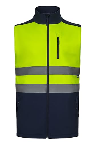 VELILLA Unisex Softshellweste, zweifarbig, Marineblau und Neongelb, L von VELILLA