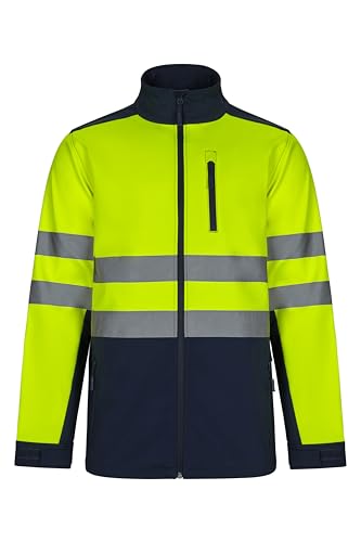 VELILLA Unisex Zweifarbige Softshelljacke, Marineblau und Neongelb, M von VELILLA
