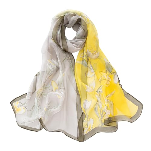 VELLETTE Damen Bandana Halstuch Seidentuch Drucken Tuch Schal Stolen Langer Streifen Kopftuch Seide Multifunktion Halstücher Gürtelband von VELLETTE