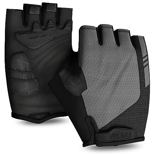 VELMIA Fahrrad Handschuhe Sommer I Mit Ausziehhilfe, Grip Print und Reflektor für Maximalen Komfort und Sicherheit I fahrradhandschuhe damen & fahrradhandschuhe herren, fahrradzubehör mtb von VELMIA