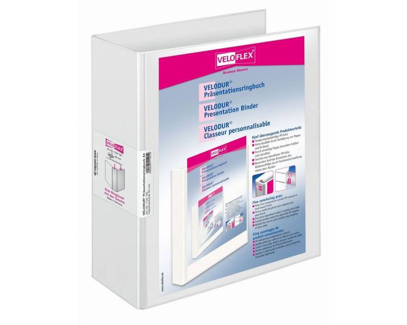 VELOFLEX Freizeittasche VELOFLEX Präsentationsringbuch 2 Ringe Velodur weiß DIN A4 Rückenbreit von VELOFLEX
