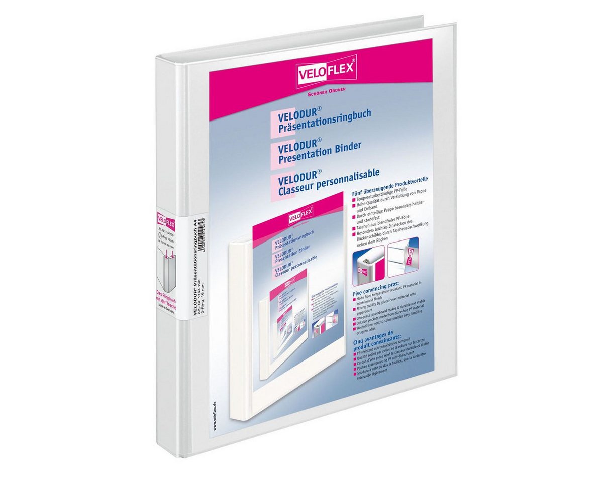 VELOFLEX Freizeittasche VELOFLEX Präsentationsringbuch 2 Ringe Velodur weiß DIN A4 Rückenbreit von VELOFLEX