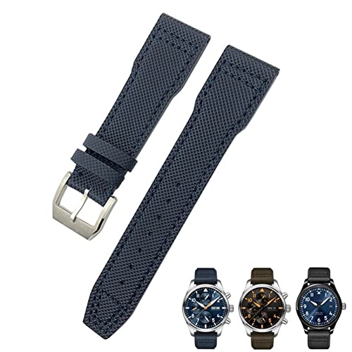 VELORE 20 mm 21 mm Nylon-Leder-Uhrenarmband, für IWC Portofino Big Pilot IW3293 Mark 18 Series Uhr, für TAG Heuer Watch Upgrade Ersatzarmband(Blue Pin,21mm) von VELORE