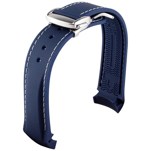 VELORE 20 mm 22 mm Gummi-Uhrenarmband mit gebogenem Ende für Omega Seamaster-Uhrenarmbänder mit Faltschließe, luxuriöse Armbänder, Silikon-Uhrenarmbänder(10,21mm) von VELORE