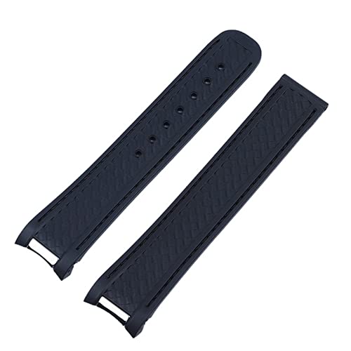 VELORE 20 mm Gummi-Uhrenarmband für Omega-Armband Seamaster 300 AT150 Aqua Terra Ultra Light 8900 Stahlschnalle(Blk blk,With Rose Buckle) von VELORE