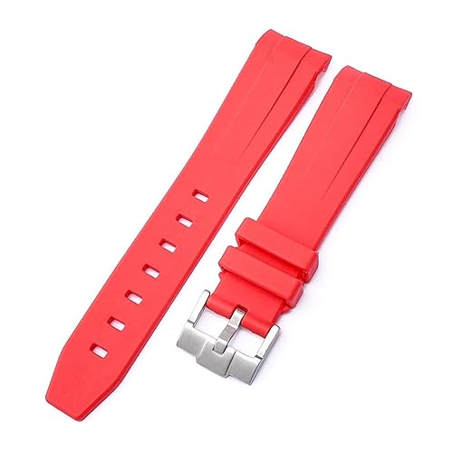 VELORE 20 mm Natur-Fluorkautschuk-Uhrenarmband mit gebogenem Ende. Ersatz für Rolex-Armband. Neue grüne Submariner Explorer 2 Rollen-Uhrenarmbänder(Bright red) von VELORE