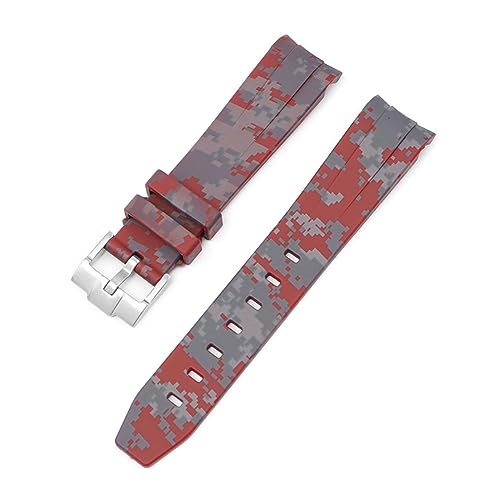 VELORE 20 mm Natur-Fluorkautschuk-Uhrenarmband mit gebogenem Ende. Ersatz für Rolex-Armband. Neue grüne Submariner Explorer 2 Rollen-Uhrenarmbänder(Digital Crimson) von VELORE