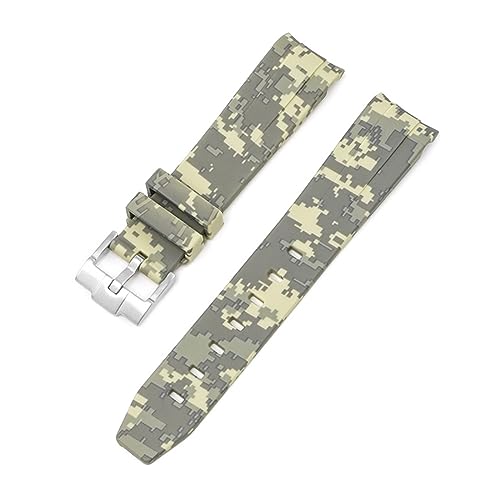 VELORE 20 mm Natur-Fluorkautschuk-Uhrenarmband mit gebogenem Ende. Ersatz für Rolex-Armband. Neue grüne Submariner Explorer 2 Rollen-Uhrenarmbänder(Digital beige) von VELORE
