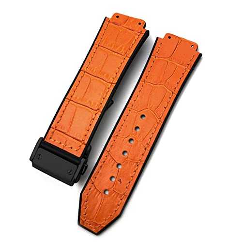 VELORE 20mm 22mm Rindsleder Gummiarmband 25mm * 19mm Fit für Hublot Uhrenarmband Kalbsleder Silikon Armbänder Sport(34,20X14x18mm) von VELORE