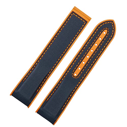 VELORE 20mm 22mm Stoff Nylon Gummi Uhrenband Für Omega Seamaster 300 Ocean Watchbänder Schnalle -Werkzeuge Silikongurt(Blue orange-no BK,20mm) von VELORE