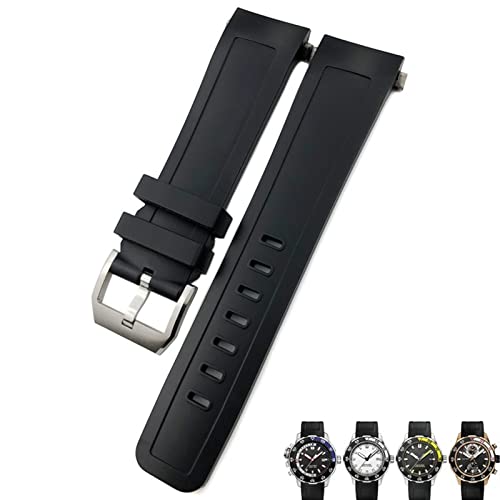 VELORE 22 mm Fluorkautschuk-Uhrenarmband, weich, schwarz, blau, Uhrenarmbänder für IWC AQUATIMER FAMILY für Herrenarmband(Black) von VELORE