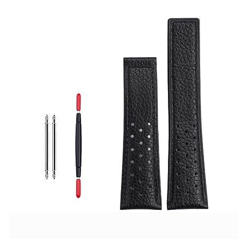 VELORE 22 mm echtes Kalbsleder-Armband für TAG für HEUER-Armband MONACO CARRERA Hochwertiges Lederarmband(Black line) von VELORE