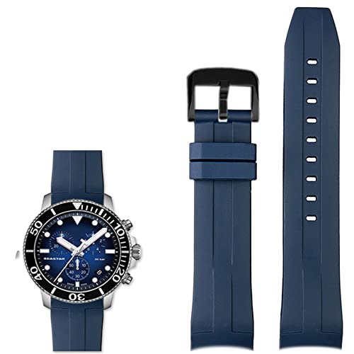 VELORE 22mm Silikon Uhrenarmbänder Für Tissot T120417 T120407 Quarz Zifferblatt Gummi Sport Männer Armband Armband Wasserdicht(Blue black buckle) von VELORE