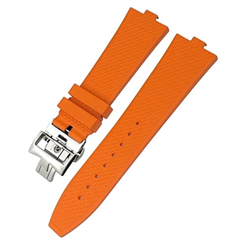 VELORE 24mm * 7mm Fluor Gummi Quick Release Armband Fit Für Vacheron Constantin 5500V 4500V 7900 Schwarz blau Uhr Männer Wasserdichte Armband(Orange) von VELORE