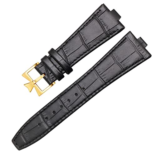 VELORE Das Echtlederarmband ist für die Edelstahlschließe Vacheron Constantin OVERSEAS Series 4500V 5500V P47040 geeignet(A-Black Gold) von VELORE