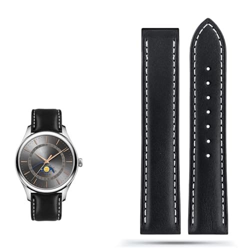 VELORE Echtes Lederarmband für Omega Seamaster 300 150 Speedmaster 007 AT150 Braunes Herrenarmband 20mm 22mm(B black no buckle,20mm) von VELORE