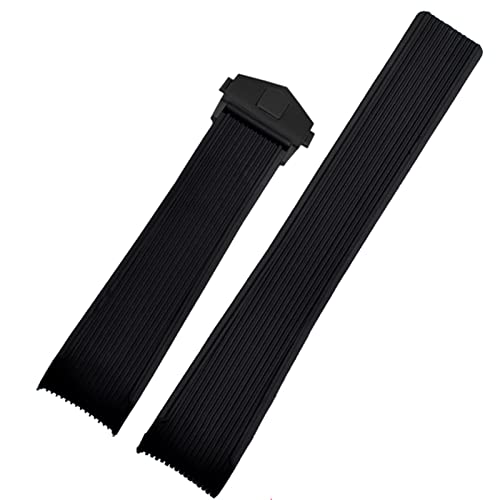 VELORE Gummi -Uhrband für Tag Way201A/Way211a 300 | 500 Handgelenksgurt 21mm 22mm Bogen End schwarz Blue Watch Band mit Klappschnalle(Black black clasp) von VELORE