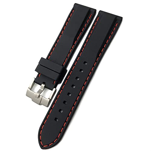 VELORE Gummiarmband 18mm 19mm 21mm 20mm 22mm 23mm 24mm Für Rolex Für Seiko Für SKX Für Omega Weiches wasserdichtes Silikonarmband(Black red,24mm) von VELORE