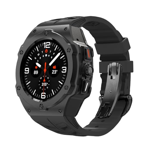 VELORE Legierungs-Modifikationsset für Samsung Galaxy Watch 7 Ultra 47 mm Metallgehäuse für Galaxy Watch 7 Ultra Fluorkautschuk-Armband Diy Mod Kit Uhrenarmbänder(B-B) von VELORE