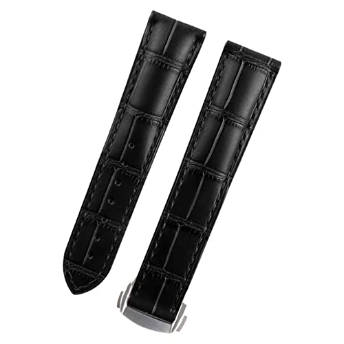 VELORE Luxus-Uhrenarmband für Omega-Armband Seamaster, echtes Lederarmband, Faltschließe, Werkzeug, Ersatz, Uhrenzubehör, Teile(Black,19mm) von VELORE