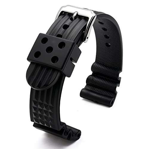 VELORE Silicon Watchband für S-Eeiko Classic Nr. 5 Uhren Wasserdichtes Armband 22 mm schwarzer Herren Gummi-Uhrengurt von VELORE
