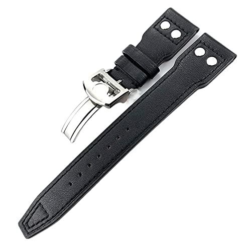 VELORE Uhrenarmband für Herren mit IWC Pilot Mark Portugieeser Portofino, 20 mm, 21 mm, 22 mm, Lederarmband, Schwarz / Braun, 21 mm von VELORE