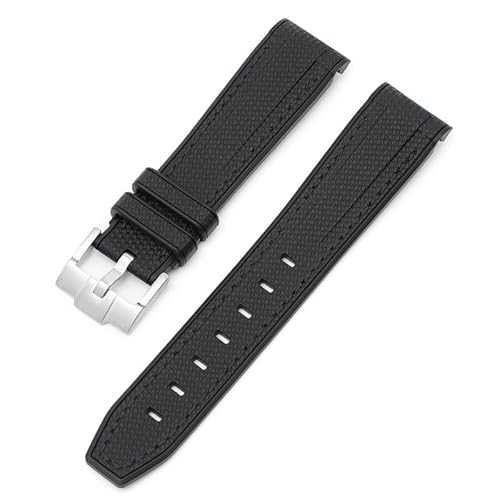 VELORE Wasserdichtes Gummiarmband, passend für Rolex-Uhrenarmband, 20 mm, Faltschließe, Uhrenzubehör für Omega-Uhrenarmbänder. Für Männer und Frauen(Black black line) von VELORE