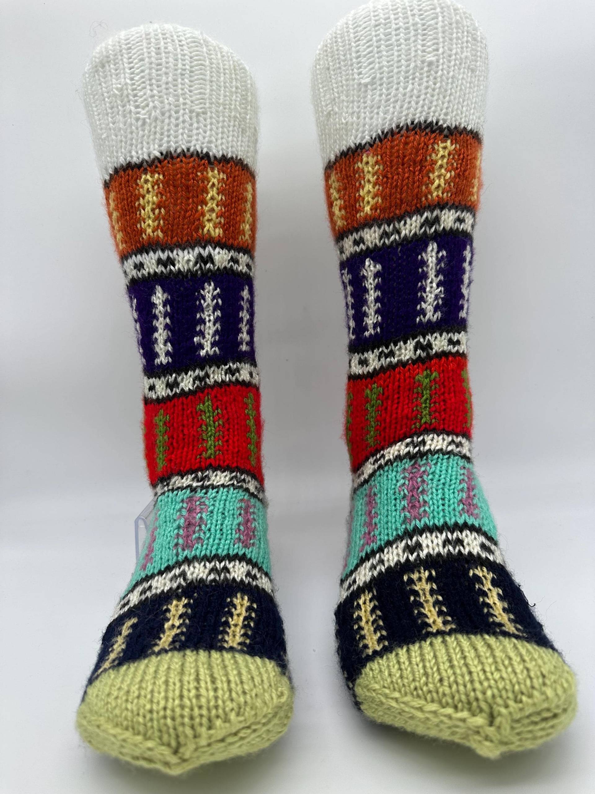 Handgestrickte Wollsocken Damen-Herren 38-42 Wolle Warm Bunt Winter Handmade von VELOSSAHandmade