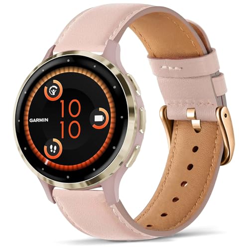 VELULYX Echtlederarmband kompatibel Garmin Venu 2S/Venu 3S/Vivomove 3S/Vivoactive 4S, 18mm Armband für Fossil Damen Gen 6/Gen 5E/4/3 von VELULYX