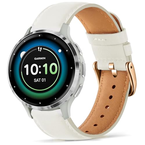 VELULYX Echtlederarmband kompatibel Garmin Venu 2S/Venu 3S/Vivomove 3S/Vivoactive 4S, 18mm Armband für Fossil Damen Gen 6/Gen 5E/4/3 von VELULYX