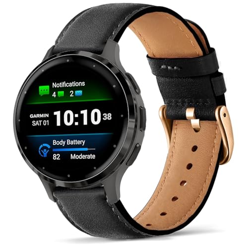VELULYX Echtlederarmband kompatibel Garmin Venu 2S/Venu 3S/Vivomove 3S/Vivoactive 4S, 18mm Armband für Fossil Damen Gen 6/Gen 5E/4/3 von VELULYX