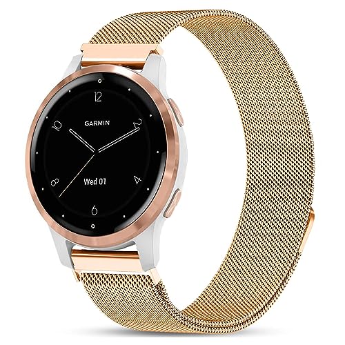 VELULYX Metallband Kompatibel Garmin Venu 2S/Vivomove 3S/Vivoactive 4S, 18mm Edelstahl Ersatzband für Fossil Damen Gen 6/Fossil Damen Gen 5E/Fossil Damen Q Venture HR Gen 4/Gen 3 von VELULYX