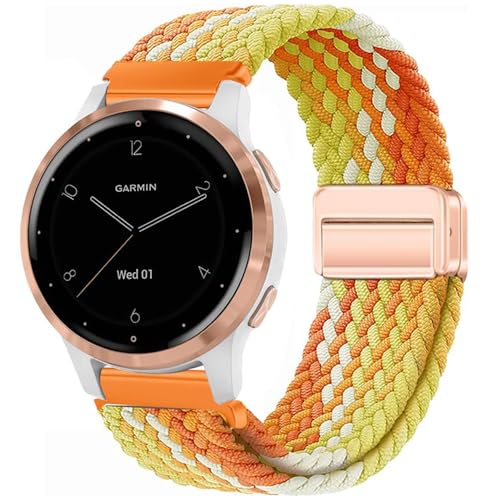 VELULYX Nylon Flechtband Kompatibel mit Garmin Venu 2S/Venu 3S/Vivomove 3S/Vivoactive 4S, 18MM Magnetisches Schnallenband für Fossil Damen Gen 6/5E/4/3 von VELULYX