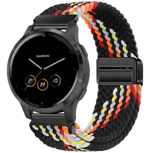 VELULYX Nylon Flechtband Kompatibel mit Garmin Venu 2S/Venu 3S/Vivomove 3S/Vivoactive 4S, 18MM Magnetisches Schnallenband für Fossil Damen Gen 6/5E/4/3 von VELULYX
