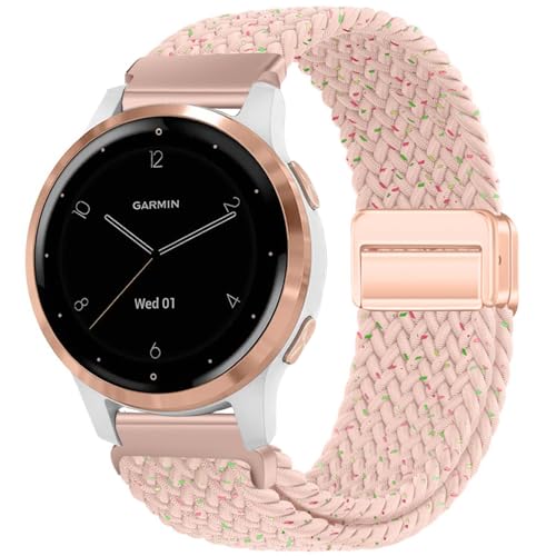 VELULYX Nylon Flechtband Kompatibel mit Garmin Venu 2S/Venu 3S/Vivomove 3S/Vivoactive 4S, 18MM Magnetisches Schnallenband für Fossil Damen Gen 6/5E/4/3 von VELULYX