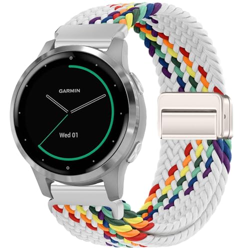 VELULYX Nylon Flechtband Kompatibel mit Garmin Venu 2S/Venu 3S/Vivomove 3S/Vivoactive 4S, 18MM Magnetisches Schnallenband für Fossil Damen Gen 6/5E/4/3 von VELULYX