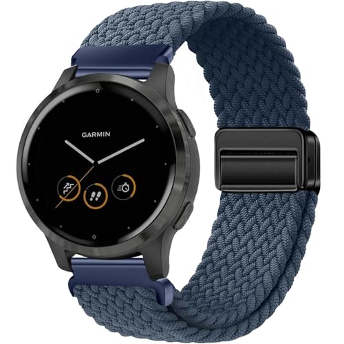 VELULYX Nylon Flechtband Kompatibel mit Garmin Venu 2S/Venu 3S/Vivomove 3S/Vivoactive 4S, 18MM Magnetisches Schnallenband für Fossil Damen Gen 6/5E/4/3 von VELULYX