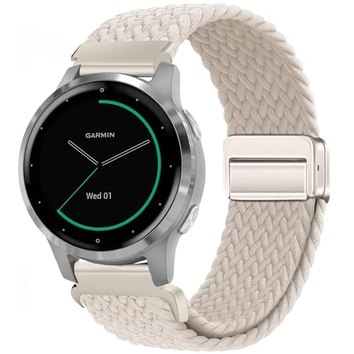 VELULYX Nylon Flechtband Kompatibel mit Garmin Venu 2S/Venu 3S/Vivomove 3S/Vivoactive 4S, 18MM Magnetisches Schnallenband für Fossil Damen Gen 6/5E/4/3 von VELULYX