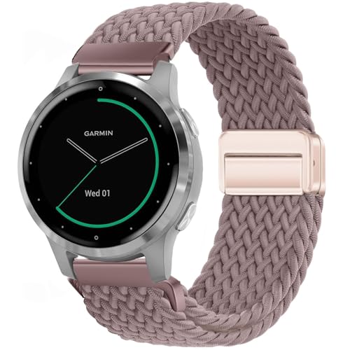 VELULYX Nylon Flechtband Kompatibel mit Garmin Venu 2S/Venu 3S/Vivomove 3S/Vivoactive 4S, 18MM Magnetisches Schnallenband für Fossil Damen Gen 6/5E/4/3 von VELULYX