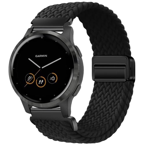 VELULYX Nylon Flechtband Kompatibel mit Garmin Venu 2S/Venu 3S/Vivomove 3S/Vivoactive 4S, 18MM Magnetisches Schnallenband für Fossil Damen Gen 6/5E/4/3 von VELULYX