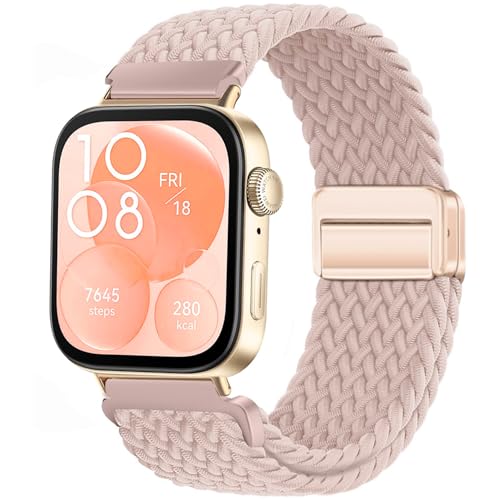 VELULYX Nylon Flechtband Kompatibel mit Huawei Fit 3/4/4 Pro, Elastisches Magnetisches Schnallenband für Huawei Fit 3/4/4 Pro Herren Damen von VELULYX