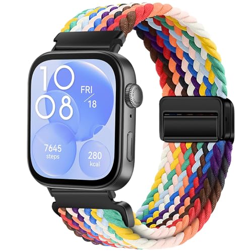 VELULYX Nylon Flechtband Kompatibel mit Huawei Fit 3/4/4 Pro, Elastisches Magnetisches Schnallenband für Huawei Fit 3/4/4 Pro Herren Damen von VELULYX