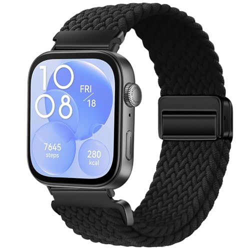 VELULYX Nylon Flechtband Kompatibel mit Huawei Fit 3/4/4 Pro, Elastisches Magnetisches Schnallenband für Huawei Fit 3/4/4 Pro Herren Damen von VELULYX
