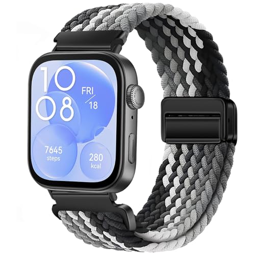 VELULYX Nylon Flechtband Kompatibel mit Huawei Fit 3/4/4 Pro, Elastisches Magnetisches Schnallenband für Huawei Fit 3/4/4 Pro Herren Damen von VELULYX