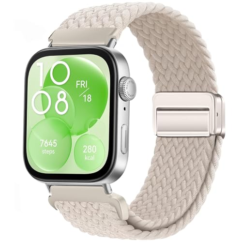 VELULYX Nylon Flechtband Kompatibel mit Huawei Fit 3/4/4 Pro, Elastisches Magnetisches Schnallenband für Huawei Fit 3/4/4 Pro Herren Damen von VELULYX