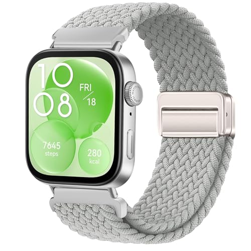 VELULYX Nylon Flechtband Kompatibel mit Huawei Fit 3/4/4 Pro, Elastisches Magnetisches Schnallenband für Huawei Fit 3/4/4 Pro Herren Damen von VELULYX