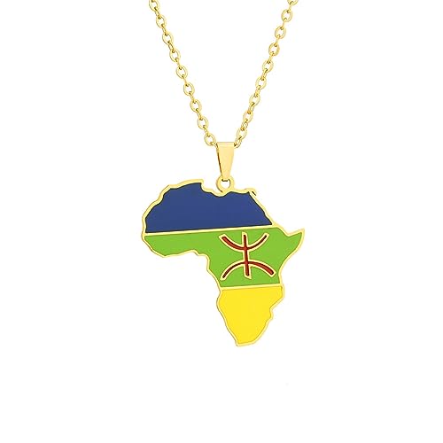 VELUNE Halskette Anhänger Afrika-Karte Berber-Anhänger-Halskette für Männer und Frauen, Paar, geometrische Accessoires im Ethno-Stil Geschenk von VELUNE