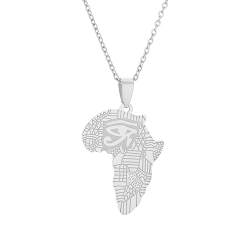 VELUNE Halskette Anhänger Afrika Karte Sahara Auge Halskette Retro Herren und Damen Anhänger Zubehör Geschenk von VELUNE