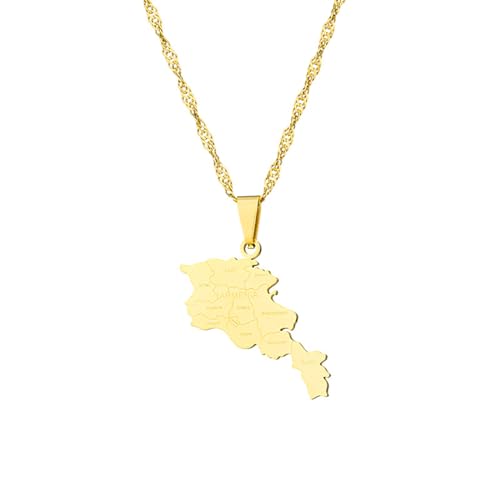 VELUNE Halskette Anhänger Armenien-Karte und Stadt-Halskette, geometrische Anhänger-Schlüsselbeinkette für Damen Geschenk von VELUNE